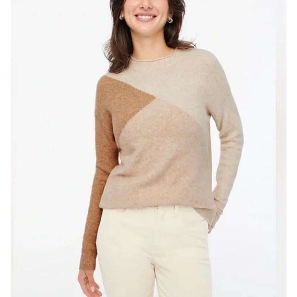 J. Crew Cream Color Block Extra-Soft Sweater M‎